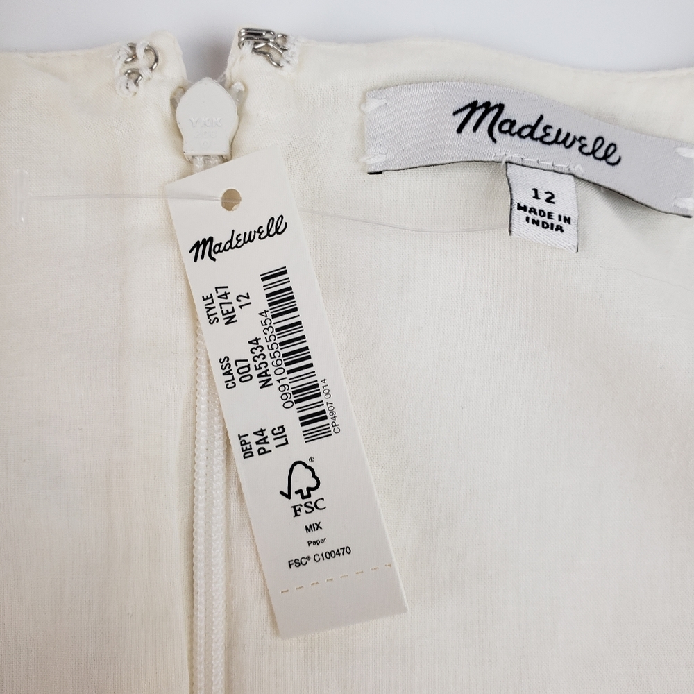 Madewell NWT Poplin Lizzie Babydoll Dress 12 Puffed Sleeves-Tiered Lighthouse - Picture 6 of 15